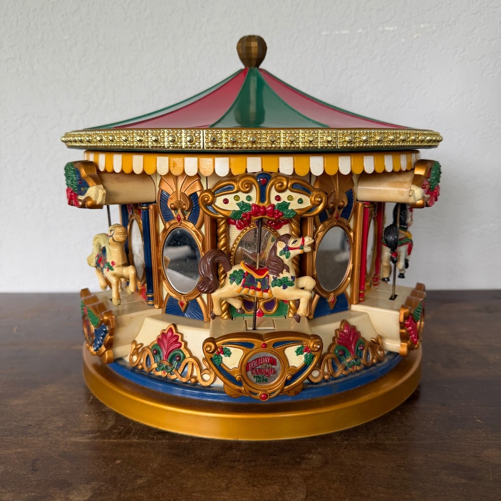 Mr. Christmas Holiday Merry Go Round Musical Carousel 1994 Vintage Horses READ
